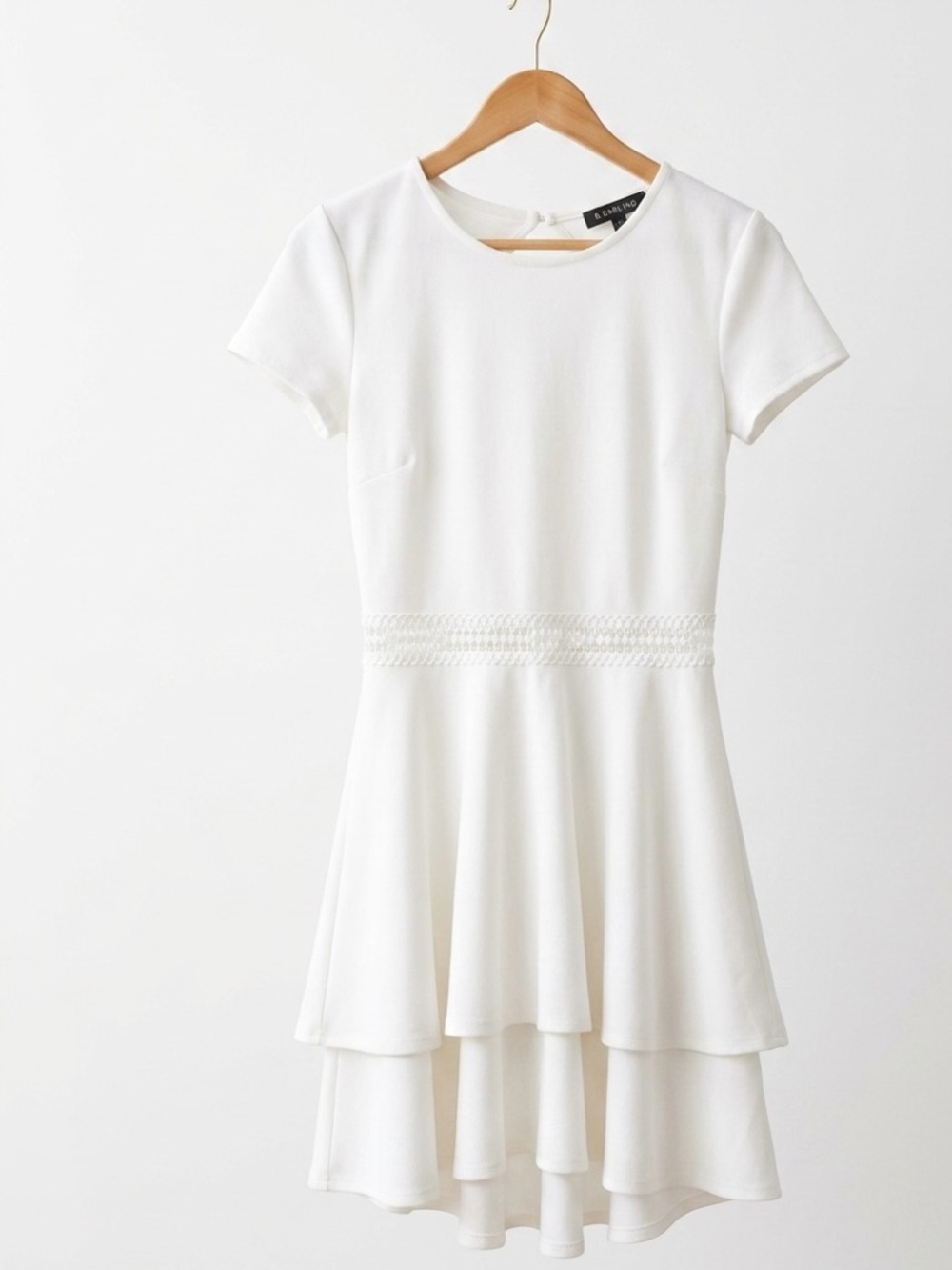 B Darlin White Short-Sleeve Tiered Graduation Dress